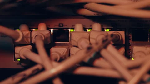 Network Server and many cables Stock Footage 242414509