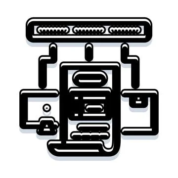 Network server connecting digital devices data transfer Stock Illustration