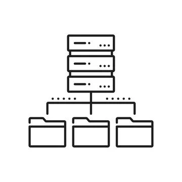 Network server, database cloud storage line icon 库存插图