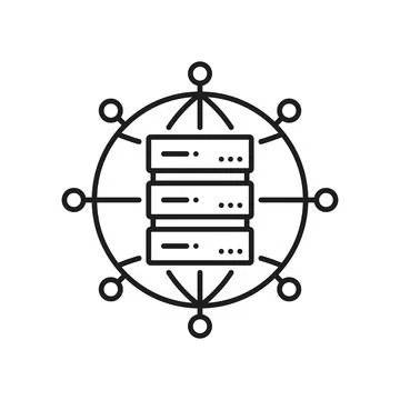 Network server, database cloud storage line icon 库存插图