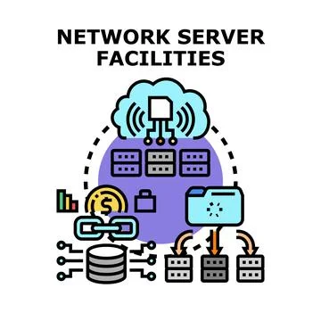 Network server facilities hosting data technology services Stock Illustration
