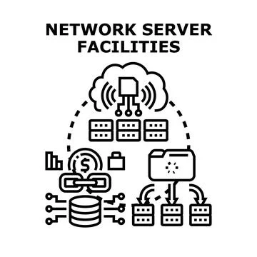 Network server facilities hosting data technology services Stock Illustration
