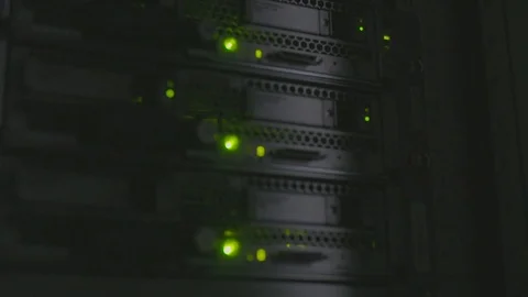Network Server Green Lights Blinking Stock Footage 124261081