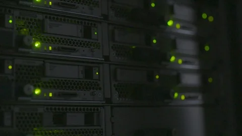 Network Server Green Lights Blinking Stock Footage 124261084