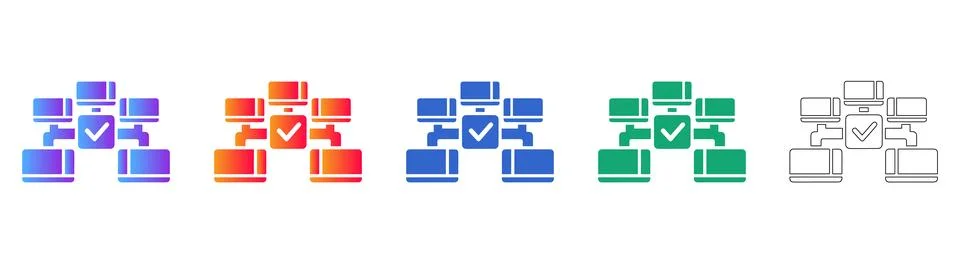 Network Server Hierarchy Icons Stock Illustration