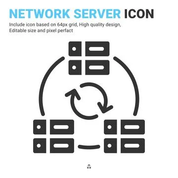Network server icon vector with glyph style isolated on white background Illustrazione stock
