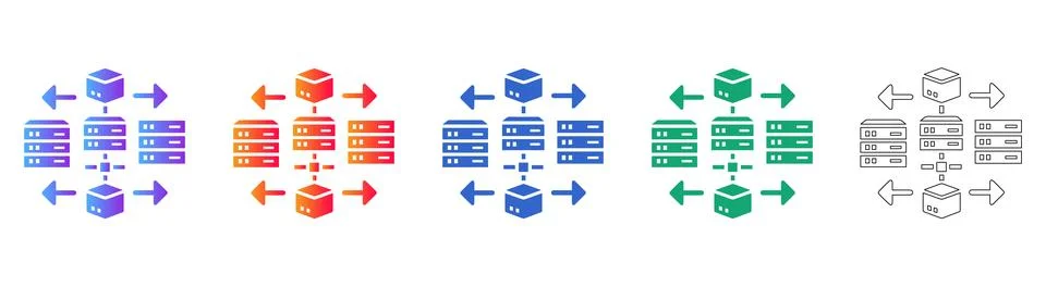 Network Server Infrastructure Icons 스톡 일러스트