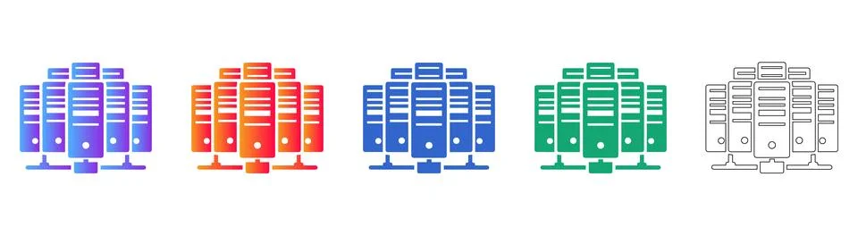 Network Server Infrastructure Icons 스톡 일러스트