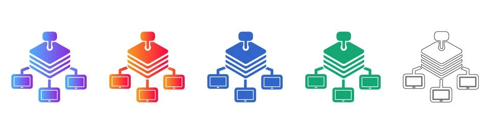 Network Server Infrastructure Icons 스톡 일러스트