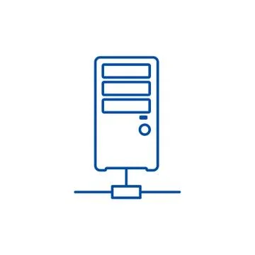 Network server line icon concept. Network server flat vector symbol, sign イラスト素材