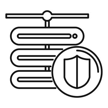 Network server protect icon, outline style Stock Illustration