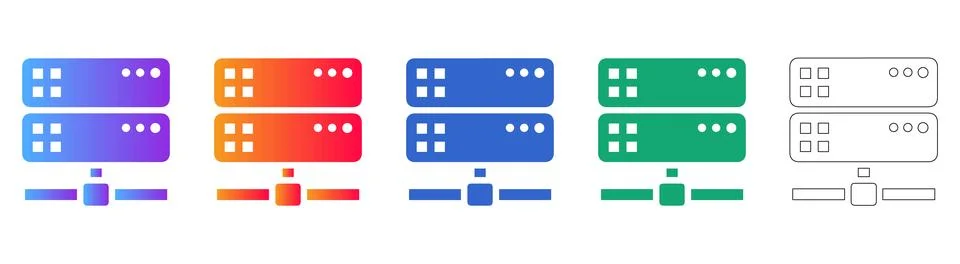 Network Server Rack Icon Set Stock Illustration