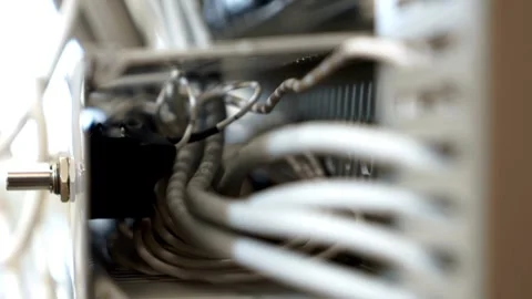 Network server Rj 45 lan connect with swicth hub and led status running. Stock-Footage 334586738