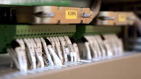 Network server Rj 45 lan connect with swicth hub and led status running. Stock-Footage 334586753