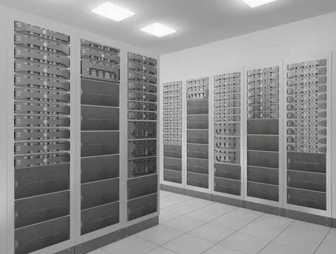 Network server room computer network server room 3d render representing in... Foto stock