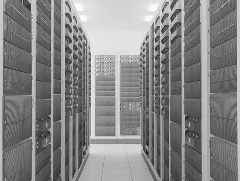 Network server room computer network server room 3d render representing in... Foto stock