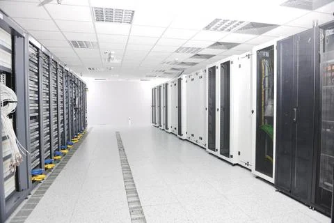 Network server room internet network server room with computers racks and ... Stock-Fotos
