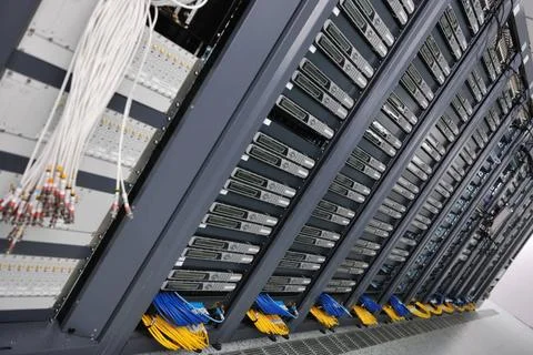 Network server room internet network server room with computers racks and ... Stock-Fotos