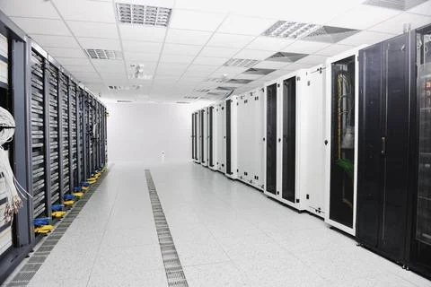 Network server room internet network server room with computers racks and ... Stock-Fotos