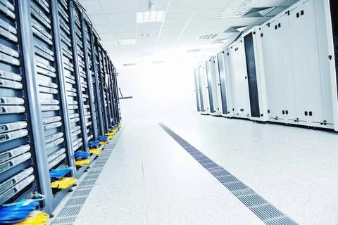 Network server room network server room with computers for digital tv ip c... Stock-Fotos