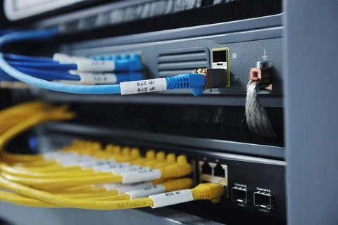 Network server room network server room with computers for digital tv ip c... Stock-Fotos