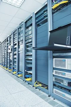 Network server room network server room with computers for digital tv ip c... Stock-Fotos