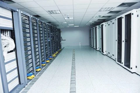 Network server room network server room with computers for digital tv ip c... Stock-Fotos