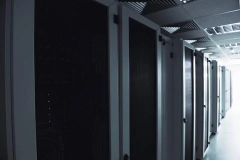 Network server room network server room with computers for digital tv ip c... Stock-Fotos
