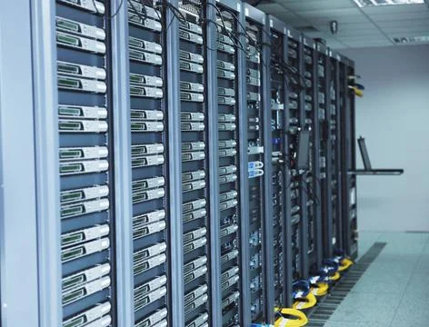 Network server room network server room with computers for digital tv ip c... Stock-Fotos