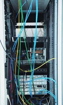 Network server room network server room with computers for digital tv ip c... Stock-Fotos