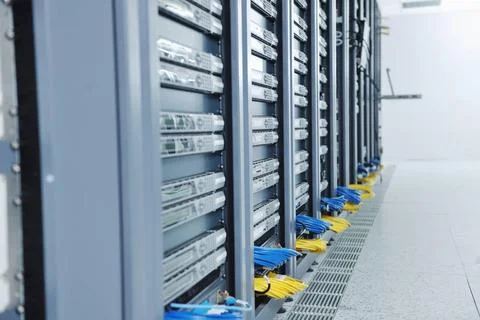 Network server room network server room with computers for digital tv ip c... Stock-Fotos