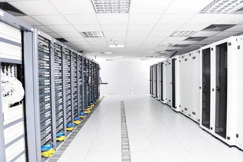 Network server room network server room with computers for digital tv ip c... Stock-Fotos