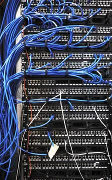 Network server room routers network server room routers and cables ,model ... 写真素材
