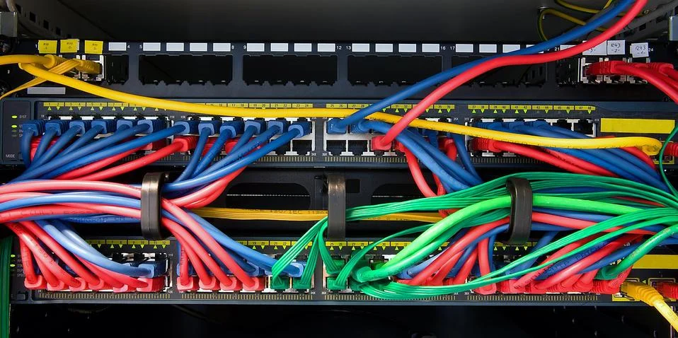 Network server room routers Stock Photos