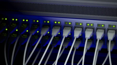 Network server switch with LED flashing Stock Footage 49512853