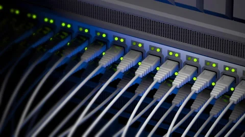 Network server switch with LED flashing Stock Footage 49512861