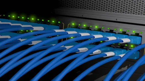 Network server switch with LED flashing Stock Footage 49594780