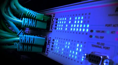 Network Server Switch - Stylised blue glow lighting Stock Footage 41869054