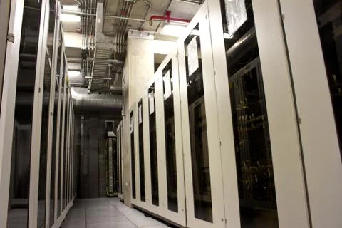 Network server system cabinet in building Stock Photos