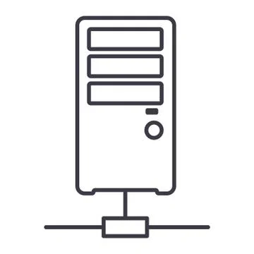 Network server vector line icon, sign, illustration on white background, edit Stock Illustration