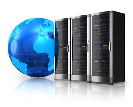Network servers and earth globe Иллюстрация