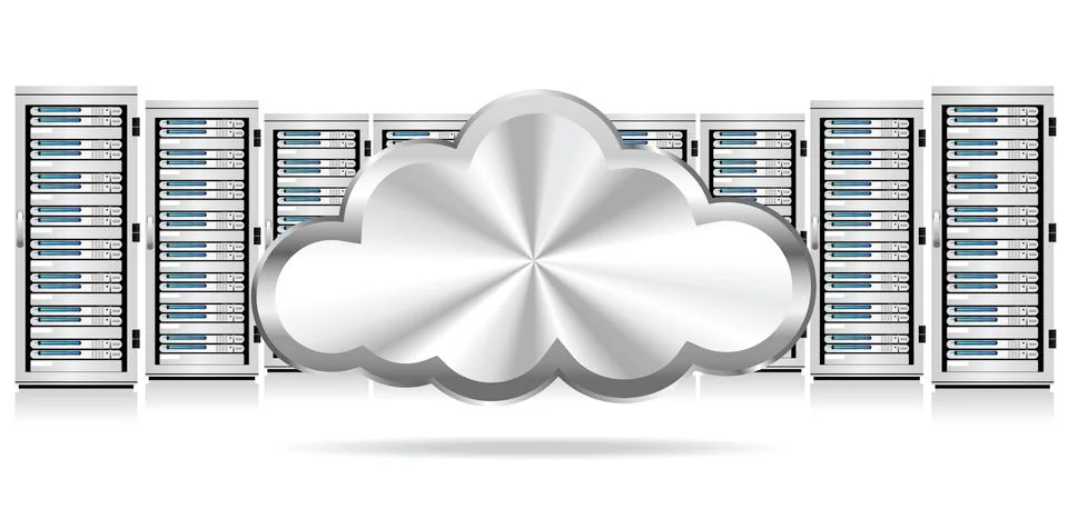 Network Servers with Cloud Icon Stock Illustration