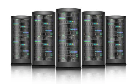 Network servers computer hardware isolated on white background 스톡 일러스트