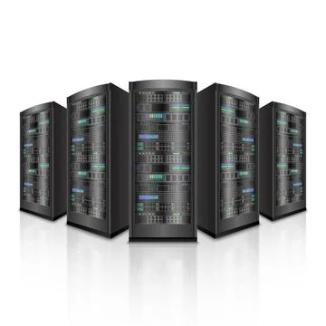 Network servers computer hardware isolated on white background 스톡 일러스트