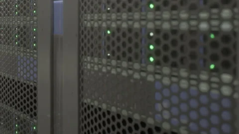 Network servers in a data center during daylight hours Stock Footage 345044045