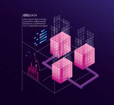 Network servers with data center icons Stock Illustration
