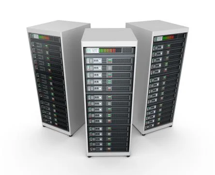 Network servers in data center isolated on white Illustrazione stock