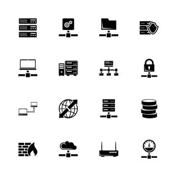 Network Servers - Flat Vector Icons Illustrazione stock