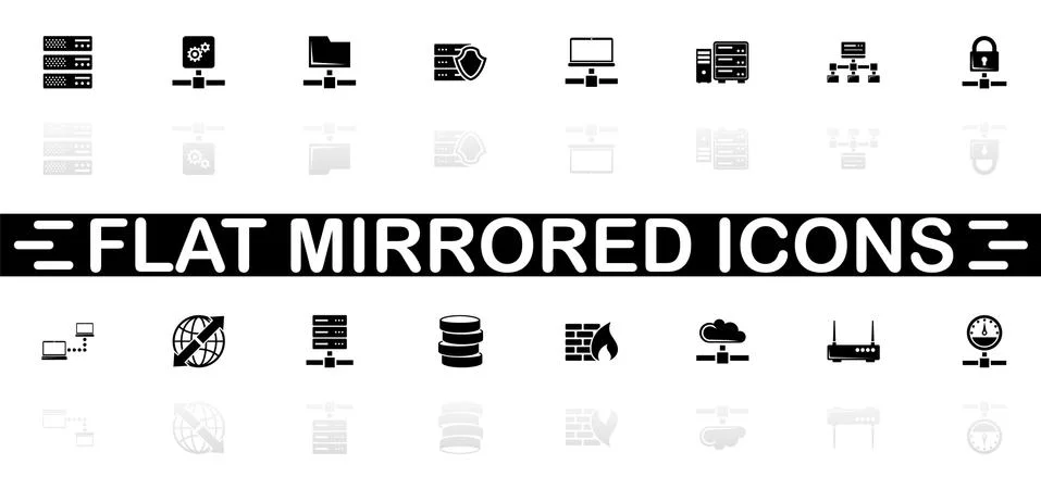 Network Servers - Flat Vector Icons 스톡 일러스트