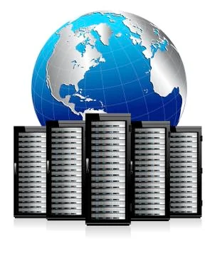 Network Servers with Globe Illustrazione stock